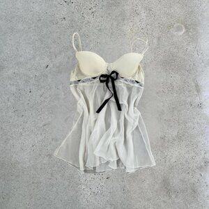Cream sheer lace slip dress